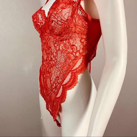 Vintage Victoria’s Secret Gold label coral lace teddy lingerie thong she… - Picture 4 of 16